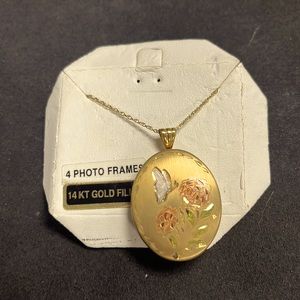 4 photo Locket with butterfly and rose details